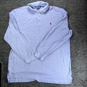 Polo Golf Ralph Lauren Polo Shirt Mens XL Blue Long Sleeve Pima Cotton Logo